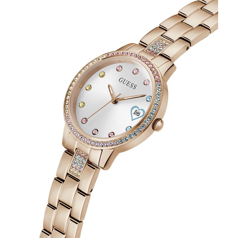Guess Three Of Hearts White Dial Analog Watch