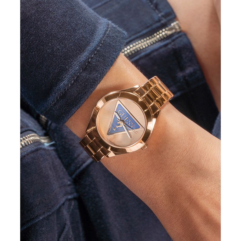 Guess Tri Plaque Rose Gold Dial Analog Watch