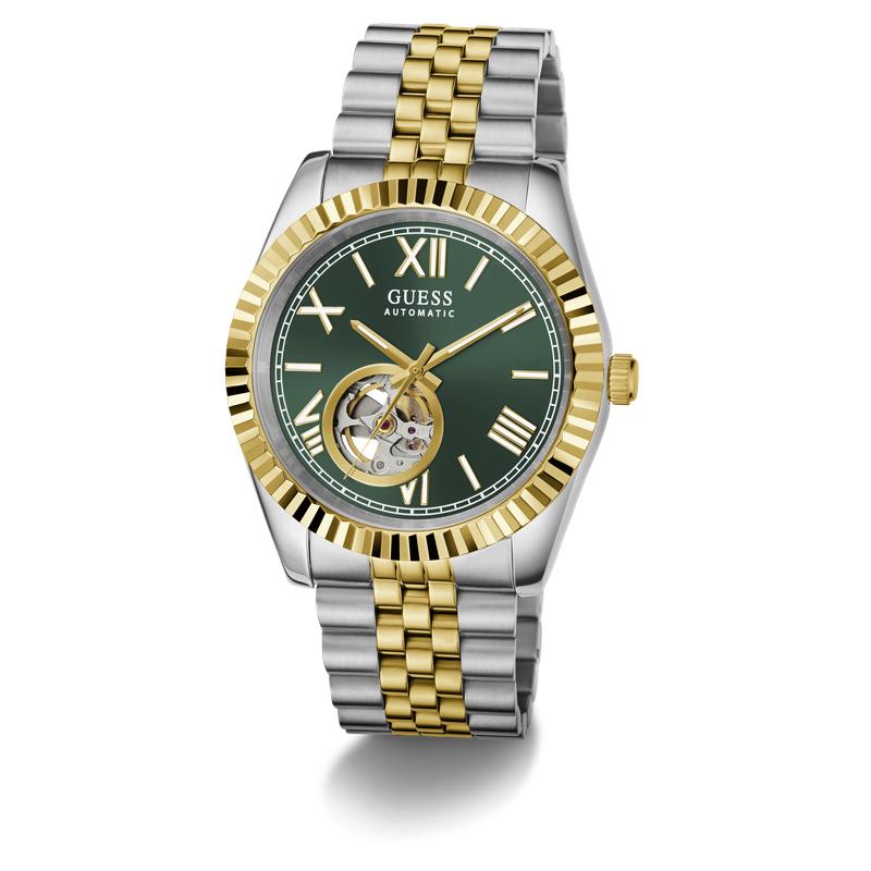 Guess Two-Tone Automatic Watch with Green Dial