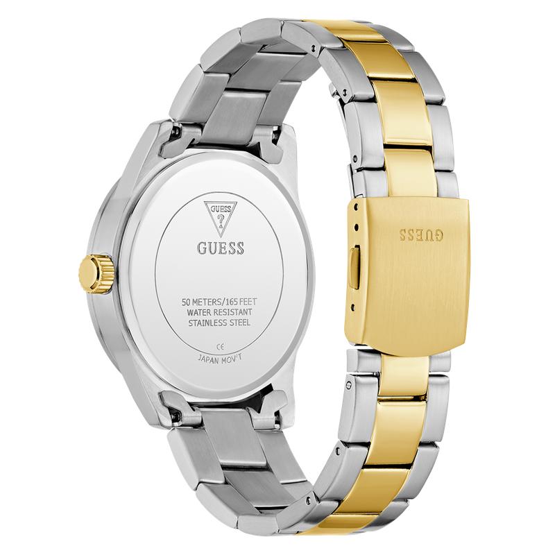 Guess Two-Tone Silver Gold Analog Watch Blue Dial