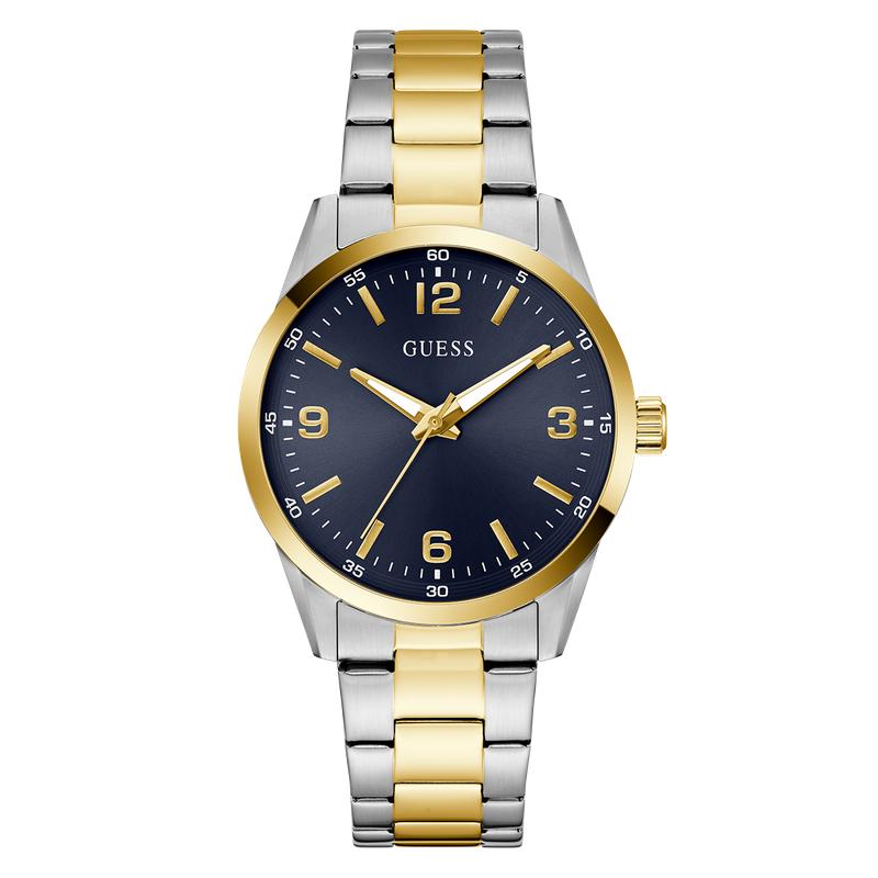 Guess Two-Tone Silver Gold Analog Watch Blue Dial
