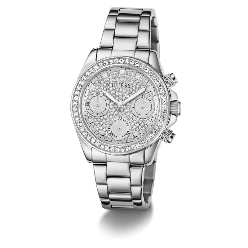 Guess Women's Elegant Victoria Silver Tone Analog Watch