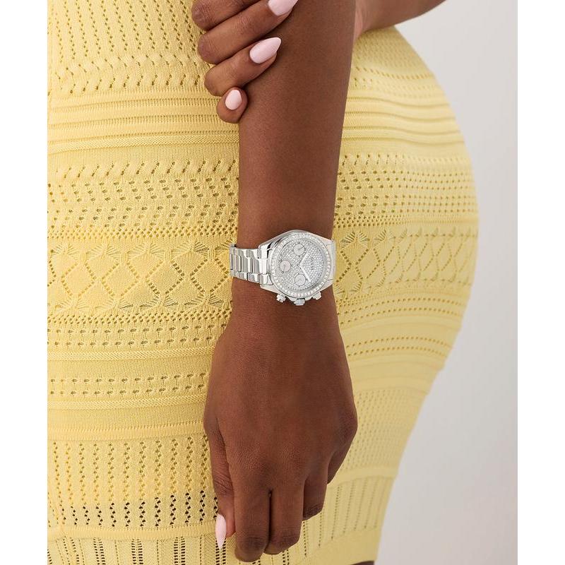 Guess Women's Elegant Victoria Silver Tone Analog Watch