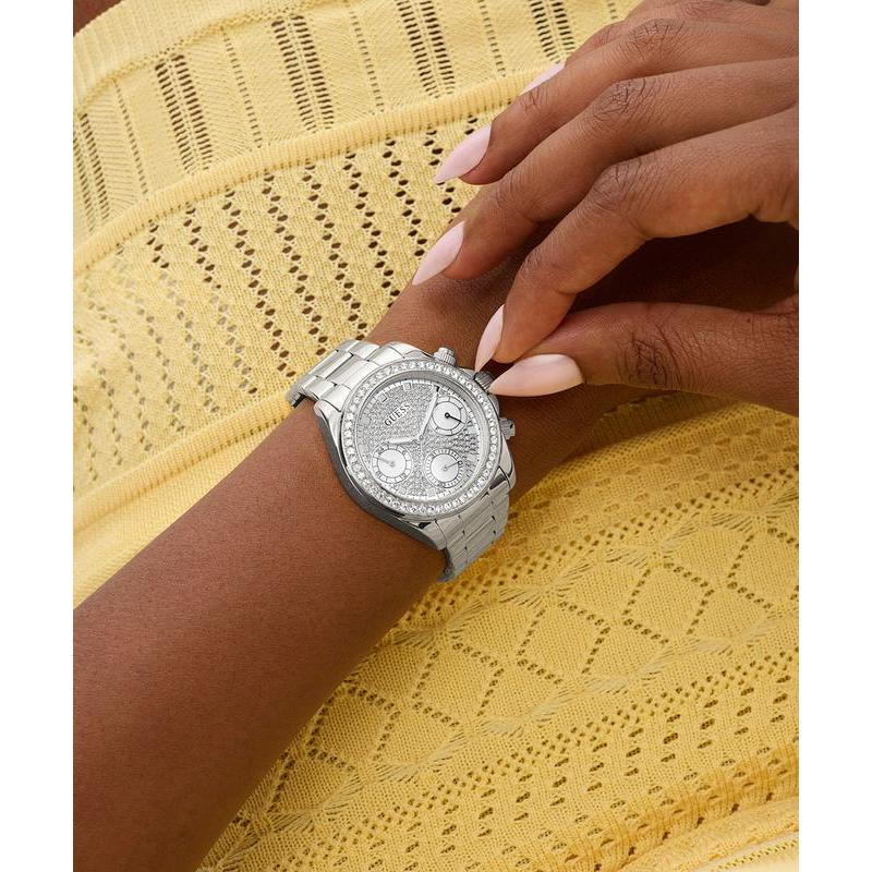 Guess Women's Elegant Victoria Silver Tone Analog Watch