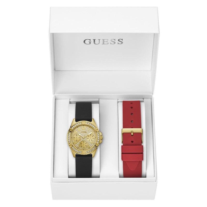 Guess ladies Frontier Black & Gold Crystal Watch Gift Set GW0349L1