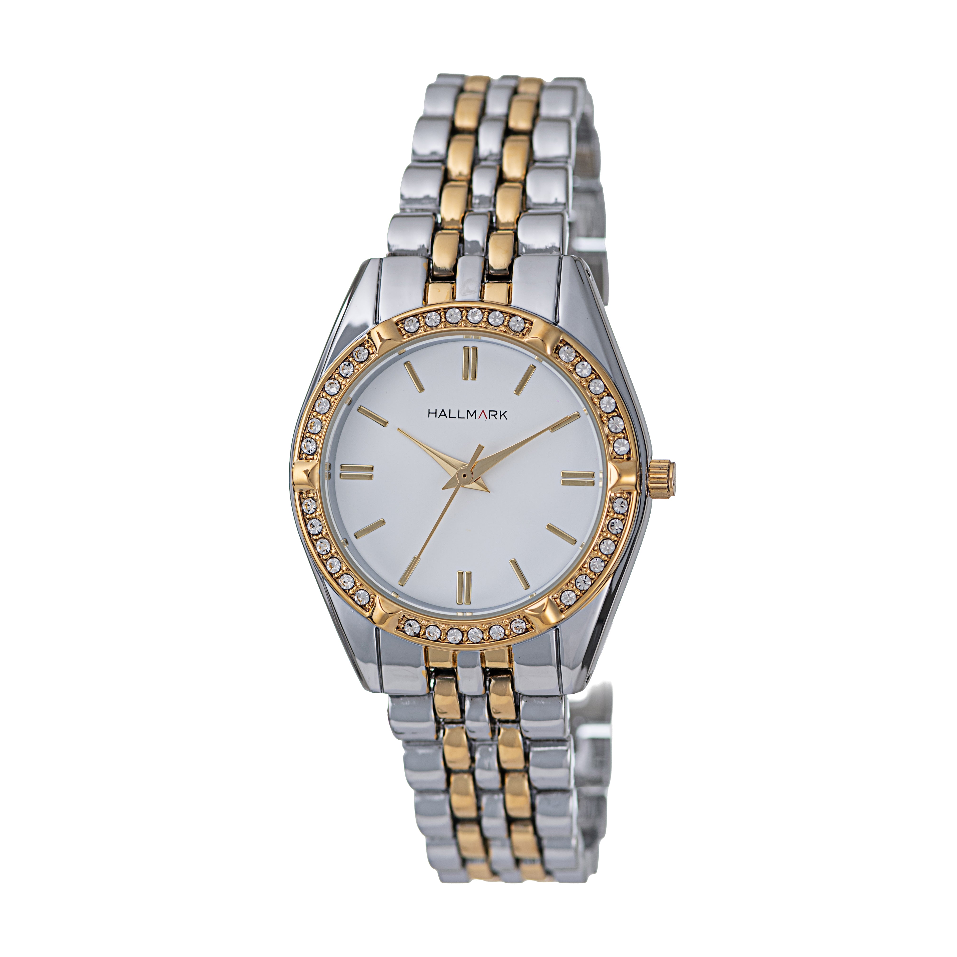 Hallmark Ladies Two-Tone Crystal Bracelet Watch