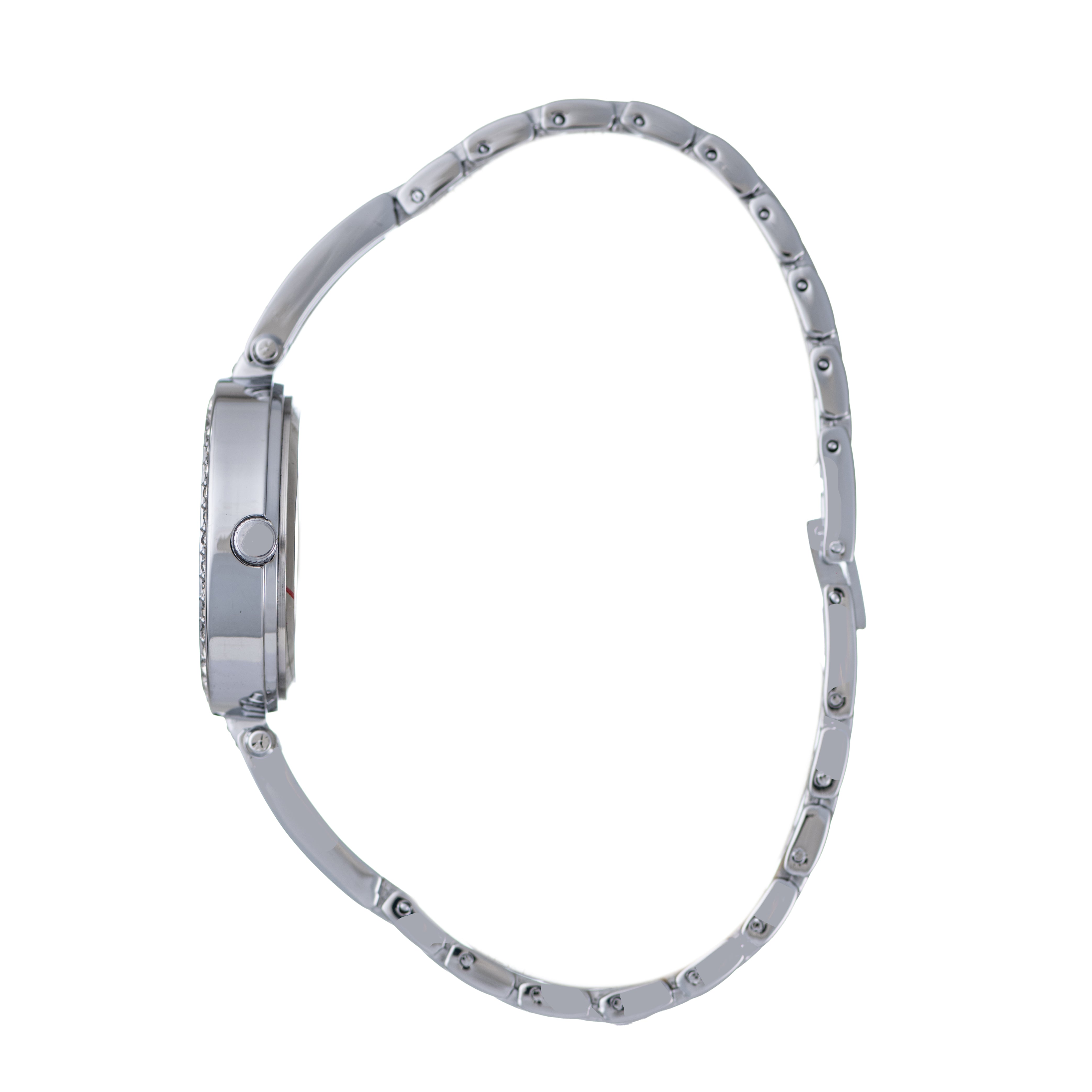 Hallmark Ladies Silver-Tone Crystal Bezel Bracelet Watch