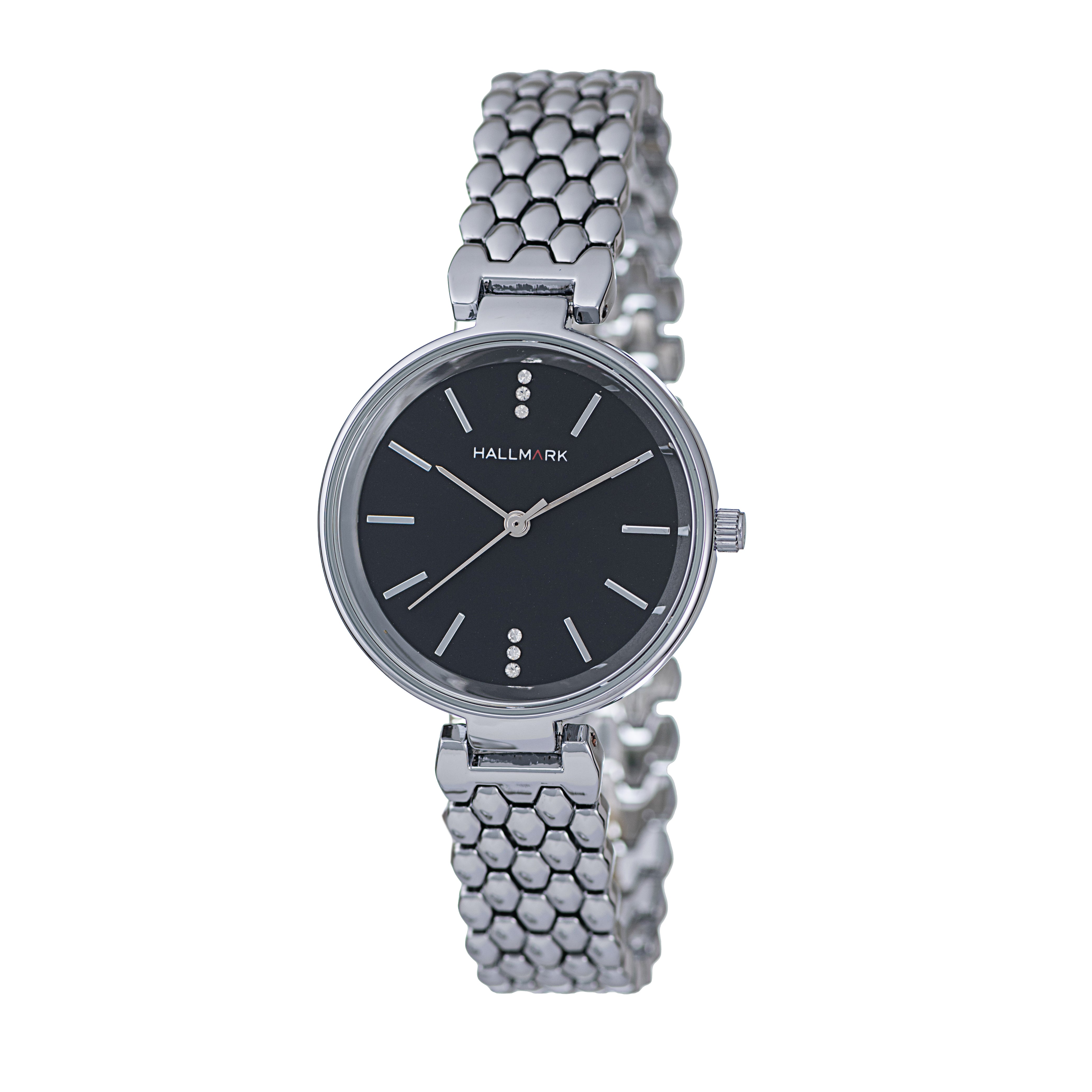 Hallmark Ladies Silver-Tone Honeycomb Bracelet Watch