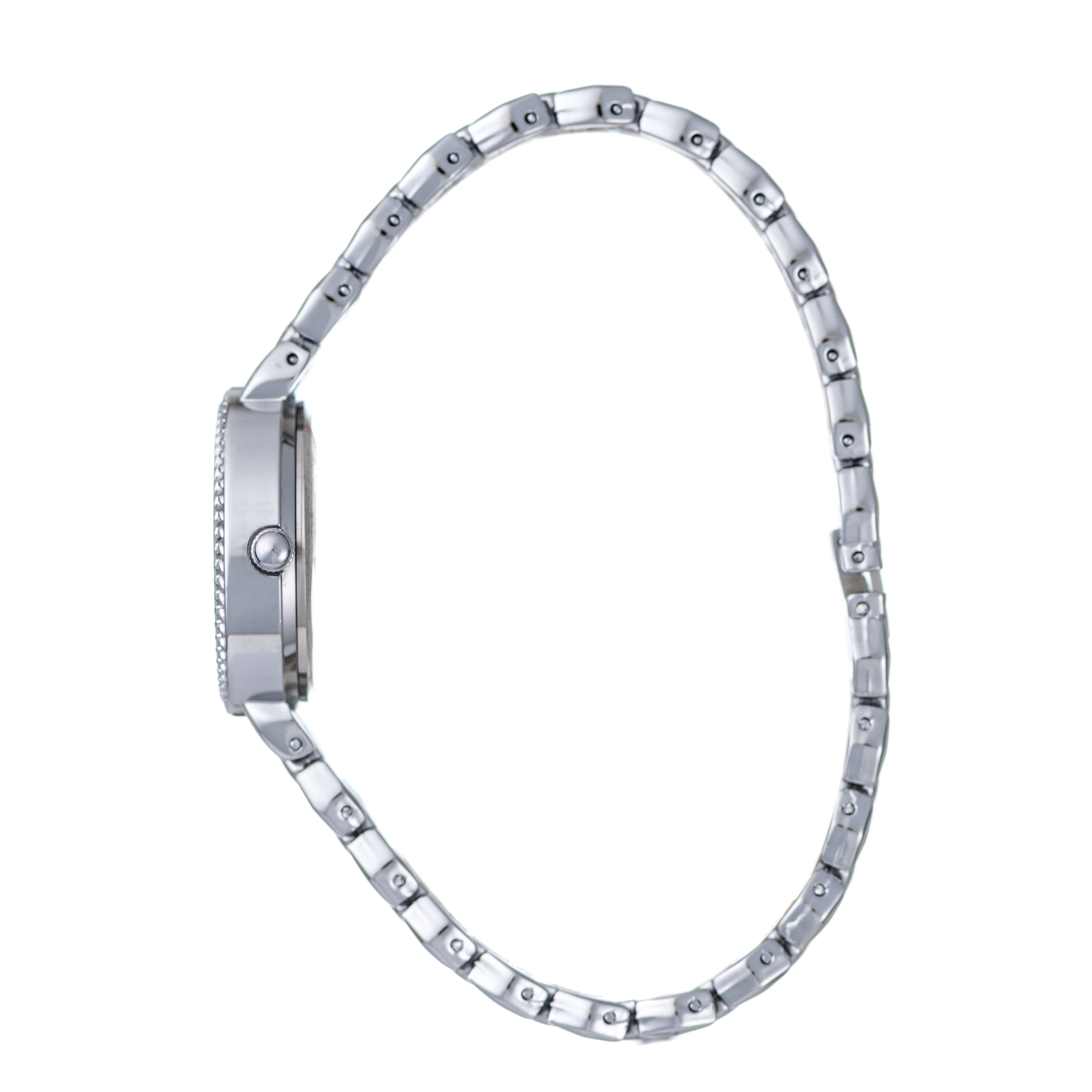 Hallmark Ladies’ Silver-Tone Watch with White Dial and Textured Bracelet