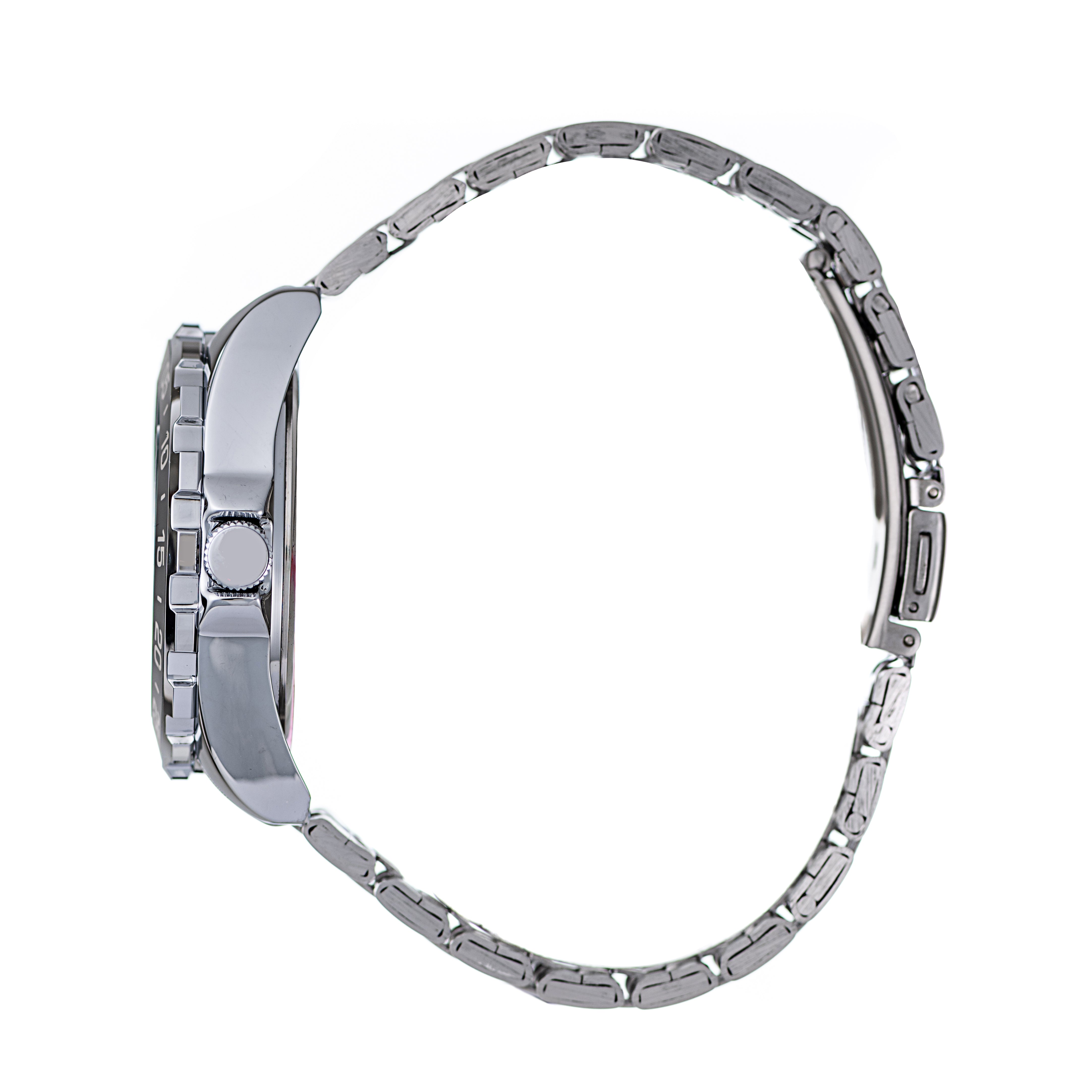 Hallmark Men’s Silver-Tone Watch with Textured Black Dial