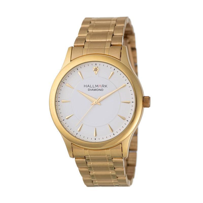 Hallmark Gents Diamond Collection Gold White Dial