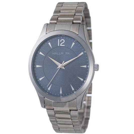 Hallmark Gents Silver Bracelet Blue Dial Watch