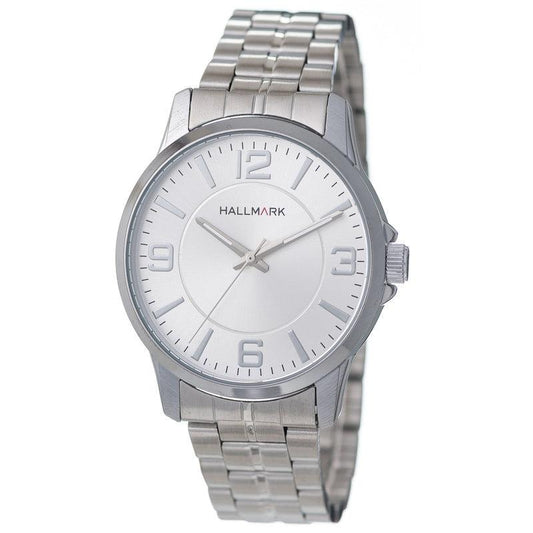 Hallmark Gents Silver Bracelet White Dial Watch