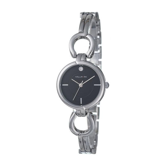 Hallmark Ladies Black Dial Metal Strap