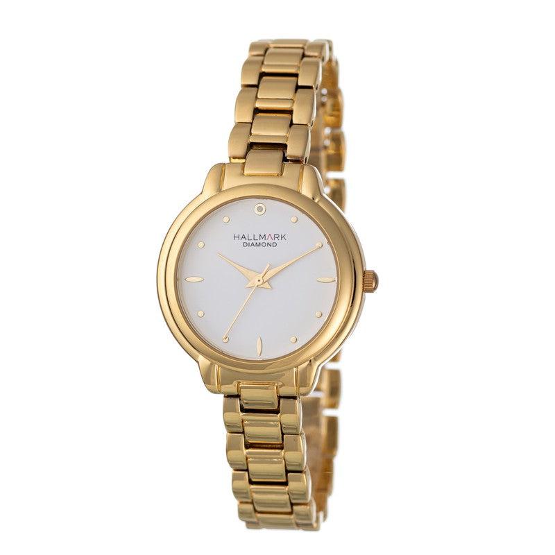 Hallmark Ladies Diamond Collection Gold White Dial