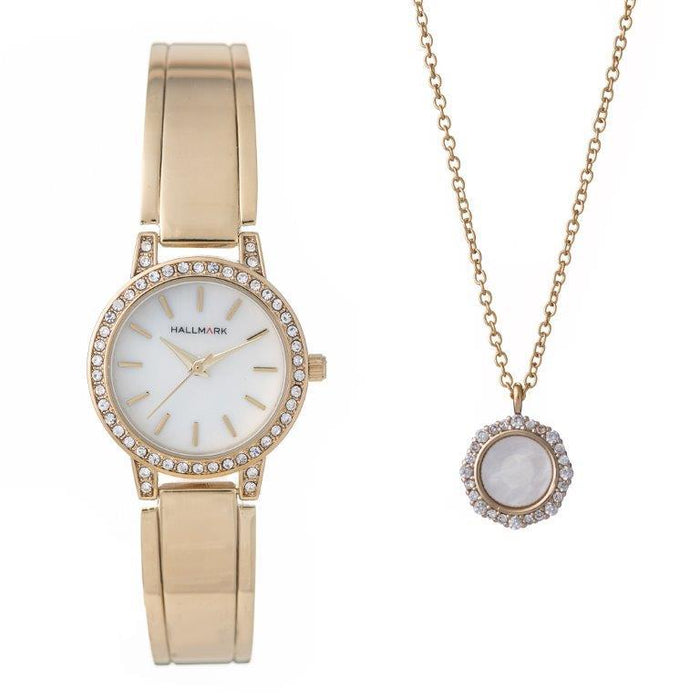 Hallmark Ladies Gold Watch With Necklace Box Sets-HBSL4039 main image 1