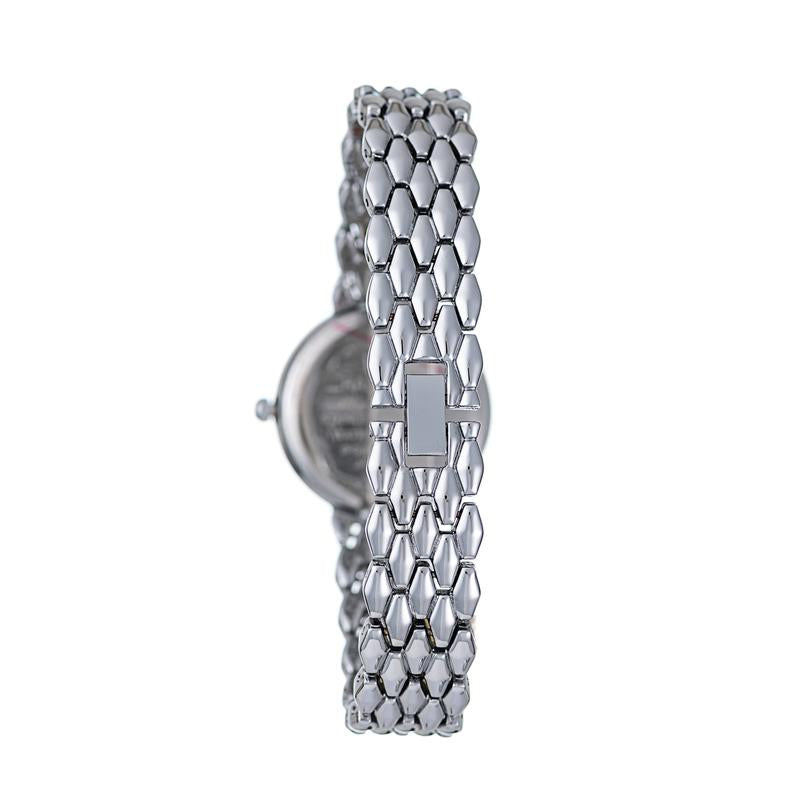 Hallmark Ladies’ Silver-Tone Watch with White Dial and Textured Bracelet
