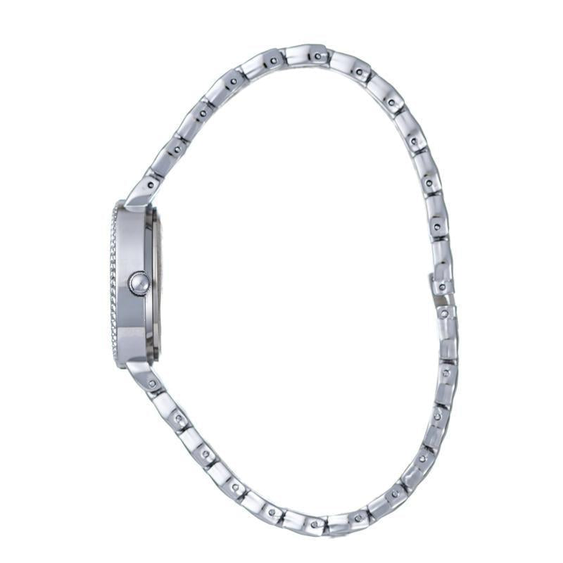 Hallmark Ladies’ Silver-Tone Watch with White Dial and Textured Bracelet