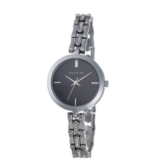 Hallmark Silver Ladies Black Dial