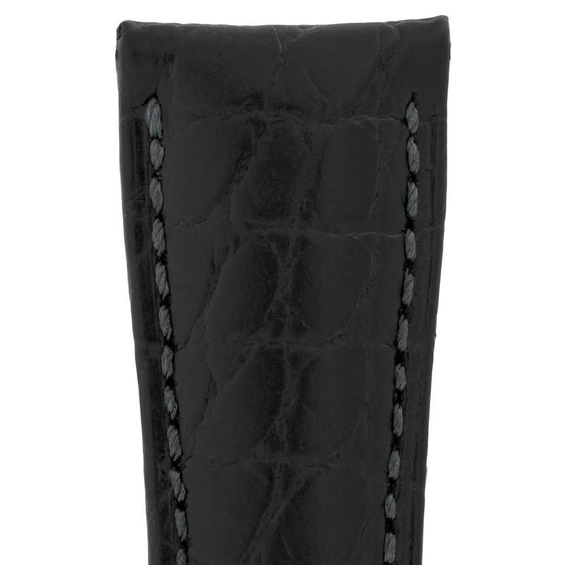 Hirsch ARISTOCRAT Croco-Embossed Leather Watch Strap in BLACK