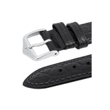 Hirsch ARISTOCRAT Croco-Embossed Leather Watch Strap in BLACK