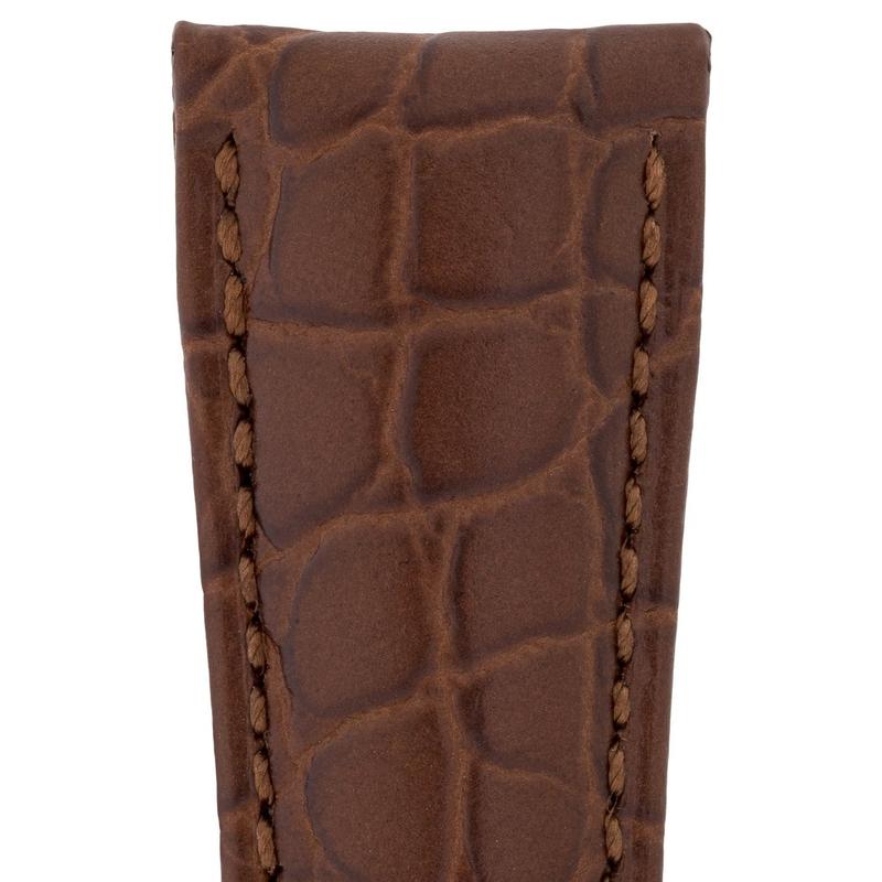 Hirsch ARISTOCRAT Croco-Embossed Leather Watch Strap in BROWN
