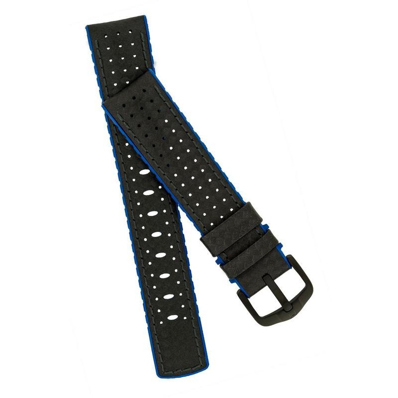 Hirsch AYRTON Carbon Embossed Performance Watch Strap in BLACK / BLUE