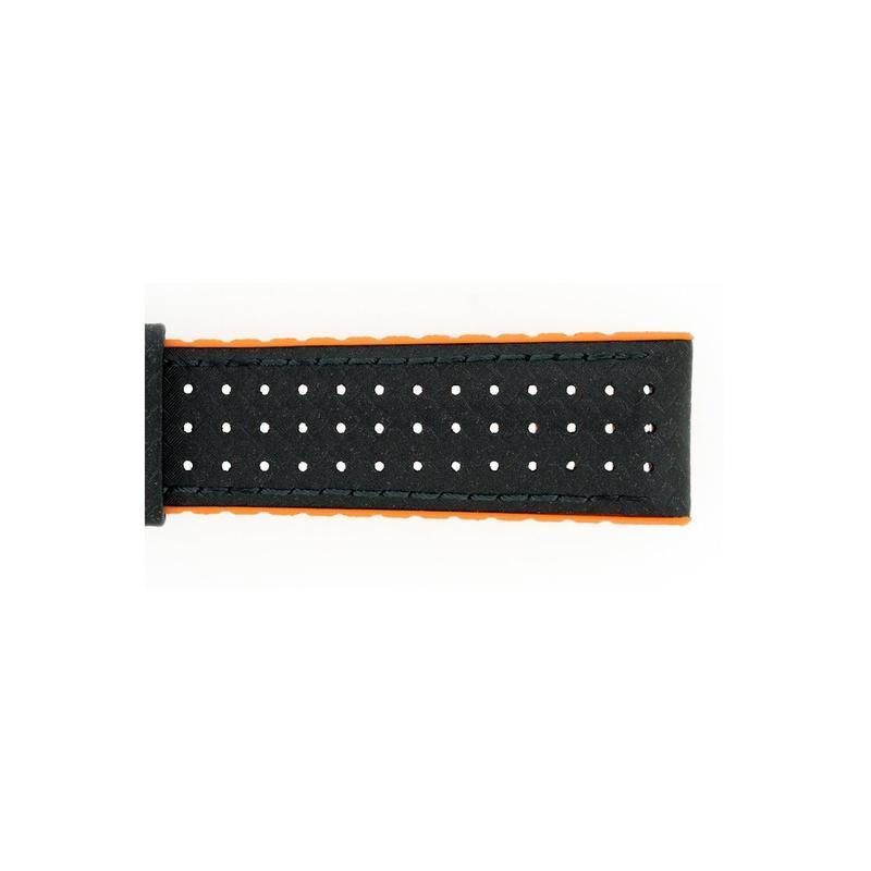 Hirsch AYRTON Carbon Embossed Performance Watch Strap in BLACK / ORANGE