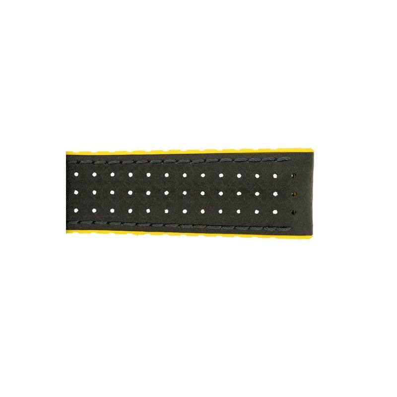 Hirsch AYRTON Carbon Embossed Performance Watch Strap in BLACK / YELLOW