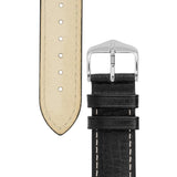 Hirsch BOSTON Buffalo Calfskin Leather Watch Strap in BLACK