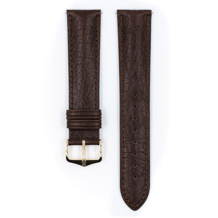 Hirsch CAMELGRAIN Calf Watch Strap in DARK BROWN