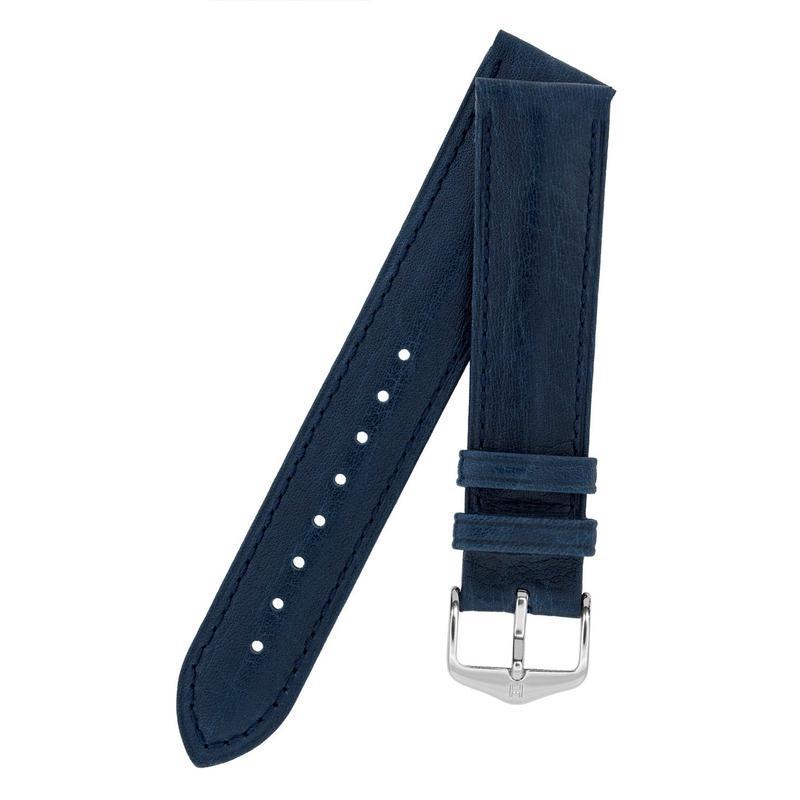 Hirsch CAMELGRAIN No Allergy Leather Watch Strap in BLUE