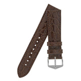 Hirsch CROCOGRAIN Crocodile Embossed Leather Watch Strap in BROWN