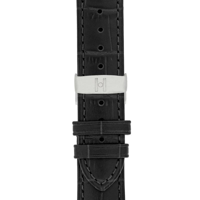 Hirsch DUKE Alligator Embossed Leather Watch Strap in BLACK