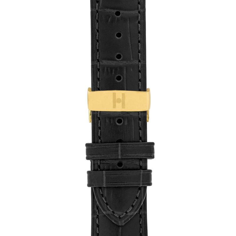 Hirsch DUKE Alligator Embossed Leather Watch Strap in BLACK