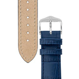 Hirsch DUKE Alligator Embossed Leather Watch Strap in BLUE