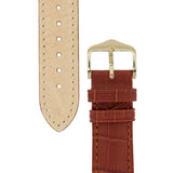 Hirsch DUKE Alligator Embossed Leather Watch Strap in GOLD BROWN