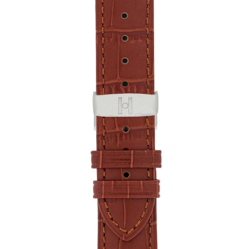 Hirsch DUKE Alligator Embossed Leather Watch Strap in GOLD BROWN