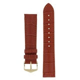 Hirsch DUKE Alligator Embossed Leather Watch Strap in GOLD BROWN