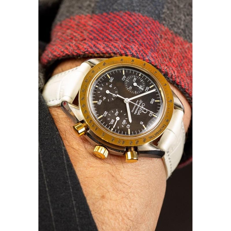 Hirsch DUKE Alligator Embossed Leather Watch Strap in WHITE