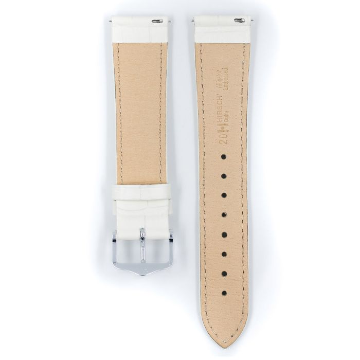 Hirsch DUKE Calf Watch Strap in WHITE