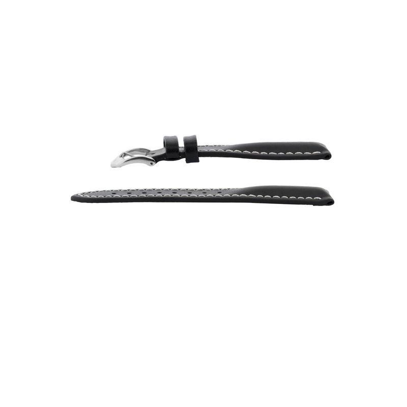 Hirsch HEAVY CALF Water-Resistant Calf Leather Watch Strap in BLACK / WHITE