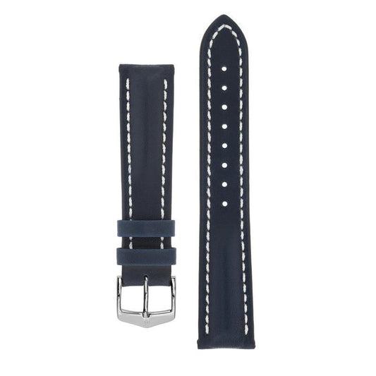 Hirsch HEAVY CALF Water-Resistant Calf Leather Watch Strap in BLUE