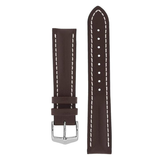 Hirsch HEAVY CALF Water-Resistant Calf Leather Watch Strap in BROWN