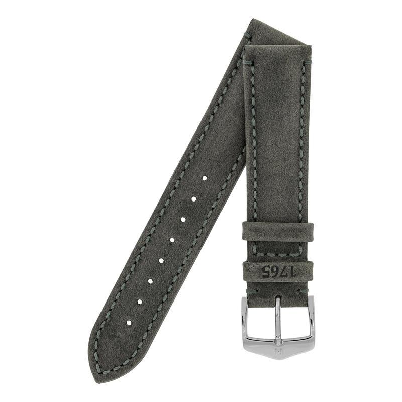 Hirsch HERITAGE Natural Calfskin Leather Watch Strap in ANTHRACITE