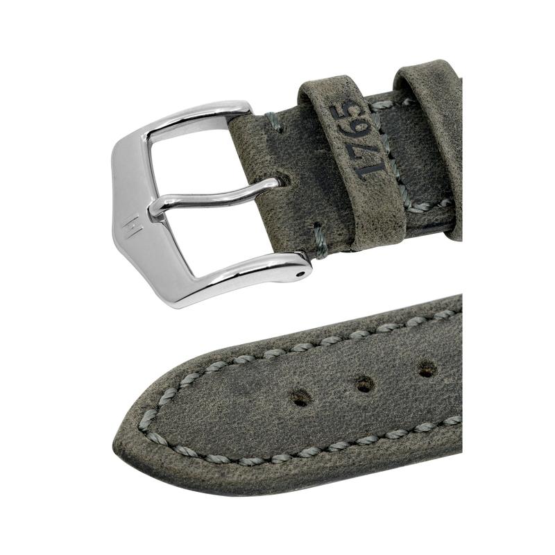 Hirsch HERITAGE Natural Calfskin Leather Watch Strap in ANTHRACITE