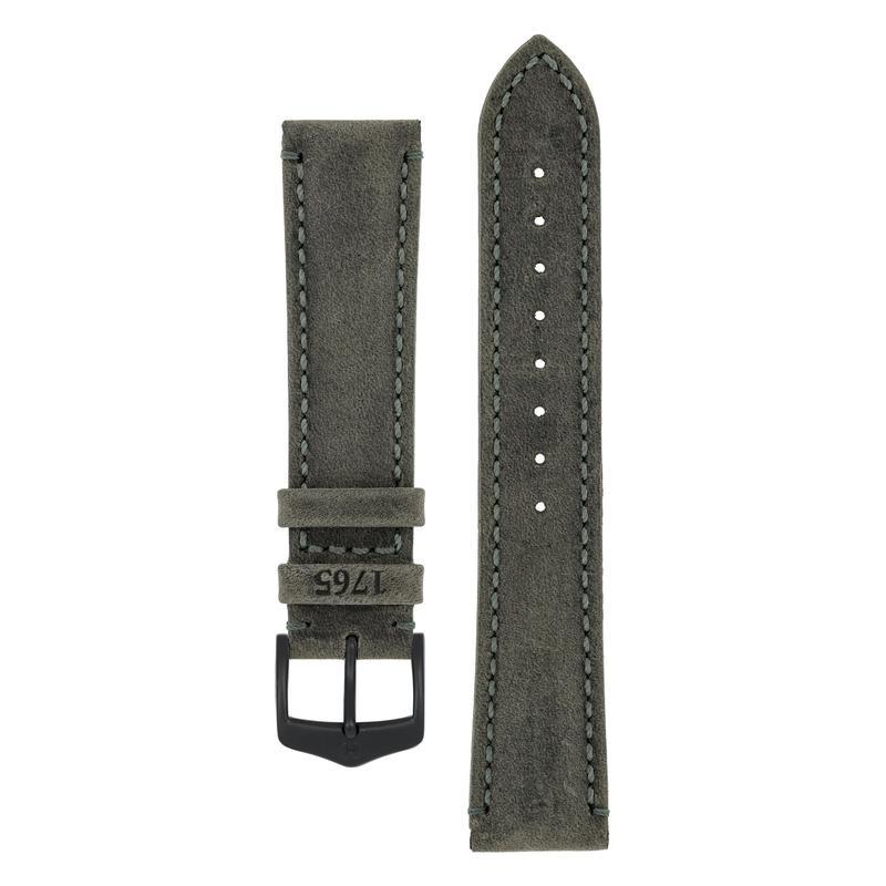 Hirsch HERITAGE Natural Calfskin Leather Watch Strap in ANTHRACITE