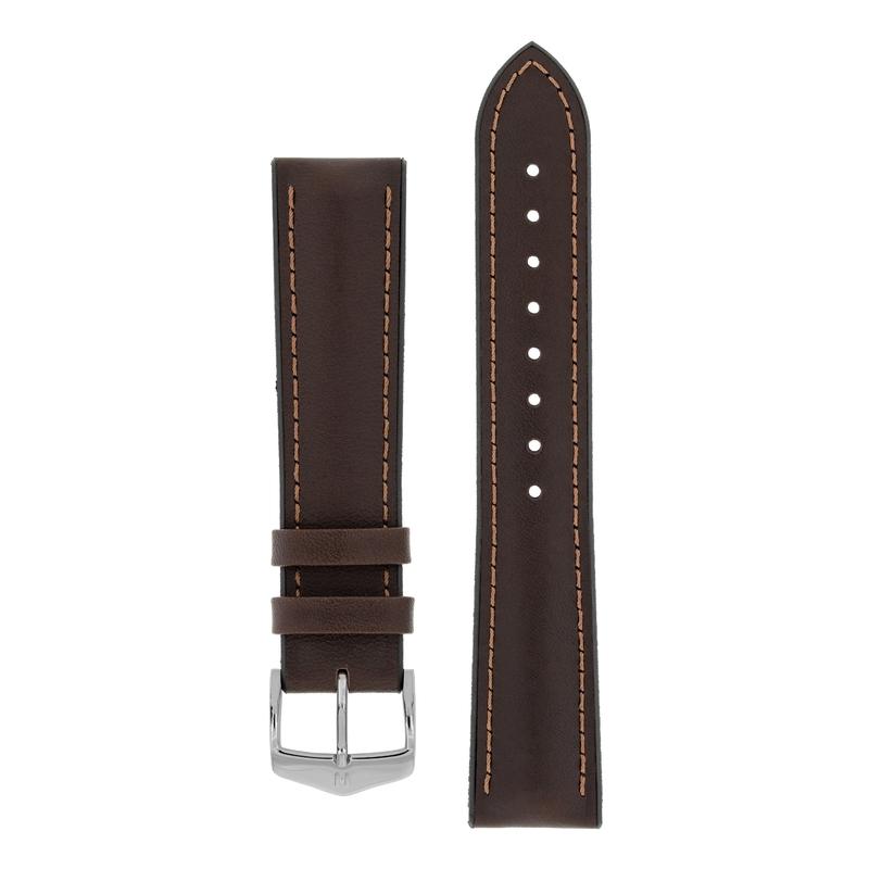 Hirsch JAMES Calf Leather Performance Watch Strap in BROWN