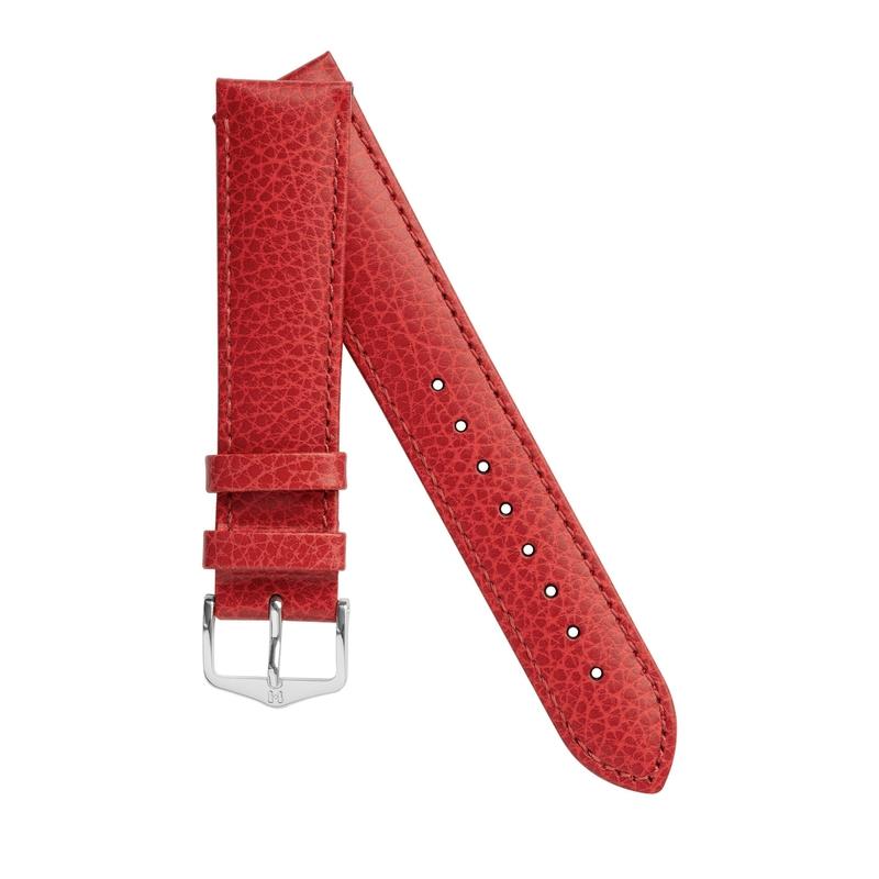 Hirsch KANSAS Buffalo Embossed Calf Leather in RED with Red Stitch