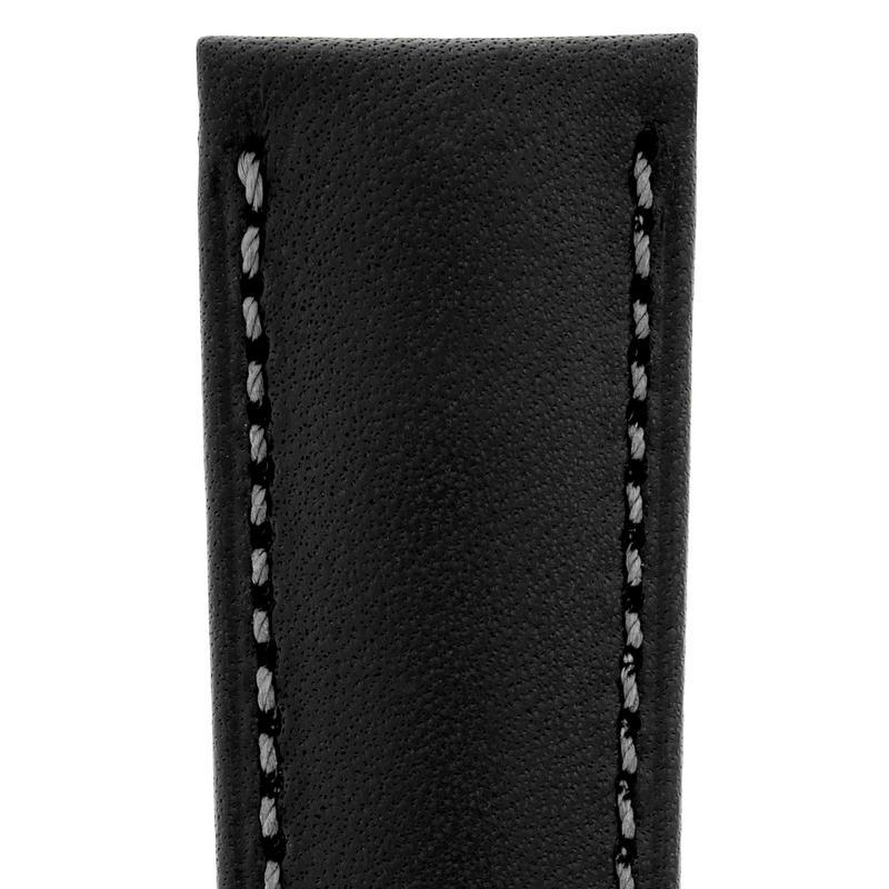 Hirsch KENT Textured Natural Leather Watch Strap in BLACK